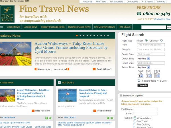 Fine Travel News Website
