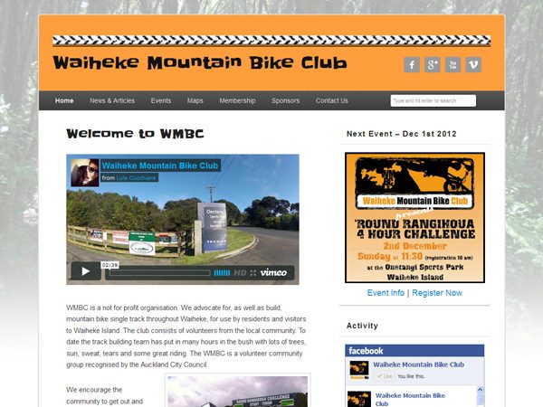 Waiheke Mountain Bike Club Website Design