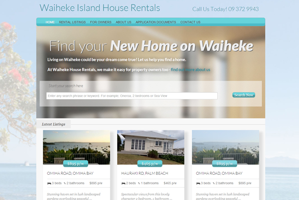 Website Design for Waiheke Hous Rentals NZ