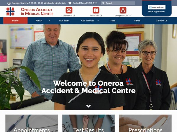 Website for Oneroa Accident Medical Centre